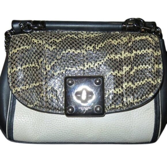 Coach Color block Exotic Python Snakeskin Leather Drifter Chain Crossbody Strap - Picture 7 of 10